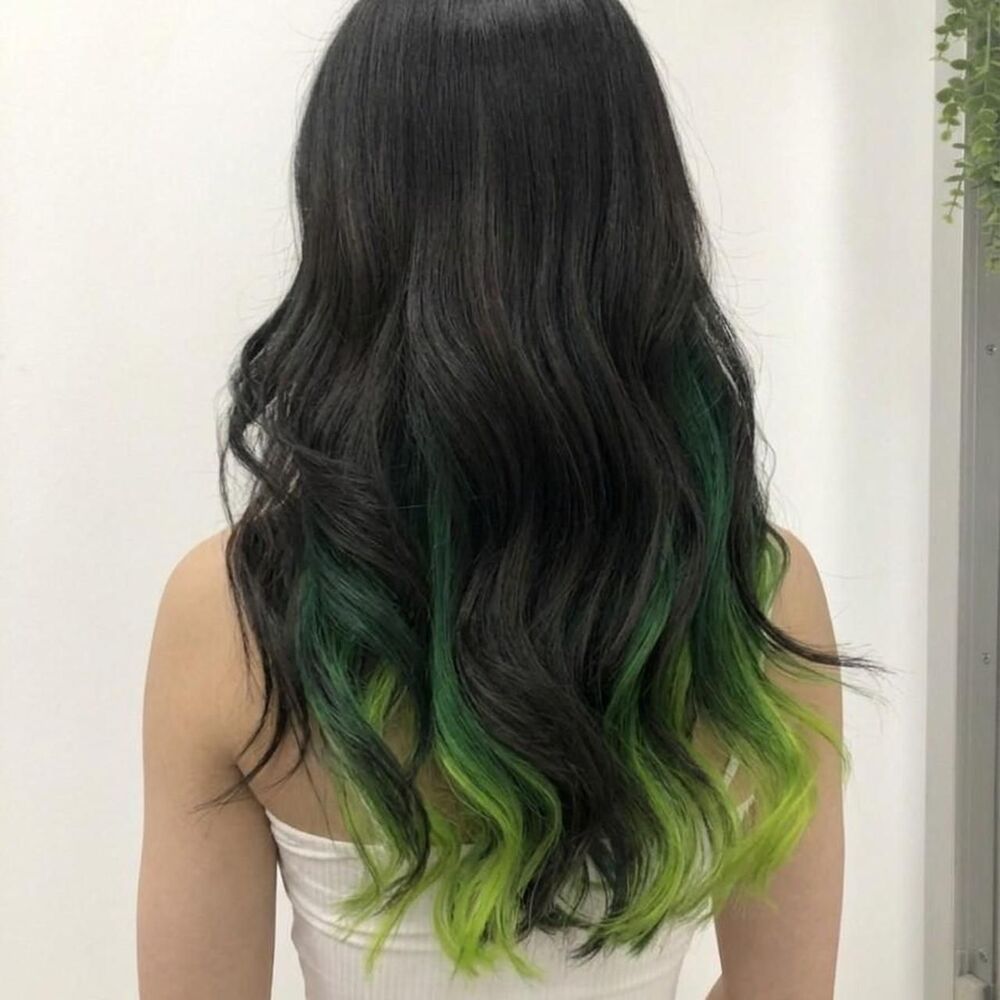 Bellami Silk Seam 18inch Human Hair Extension Black and Green Ombre